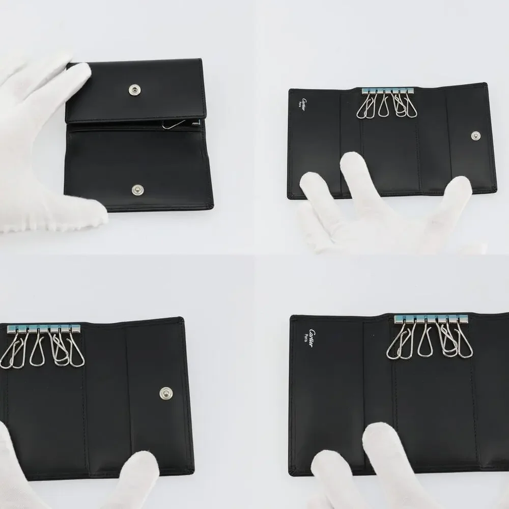 Cartier Leather Pasha Six Hooks Key Case Black